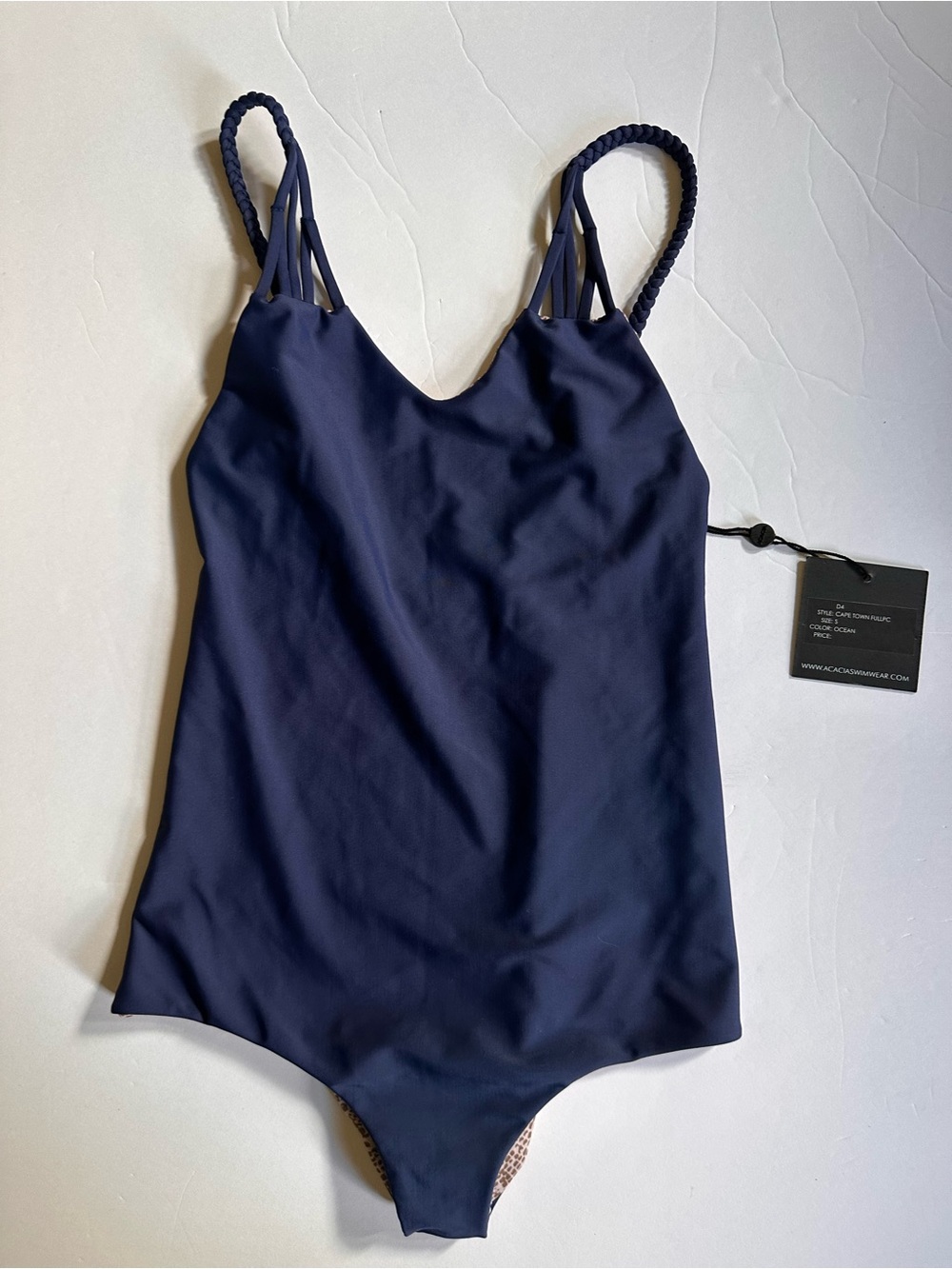 Acacia swimwear Navy blue ocean Braided-Strap One-Piece Swimsuit